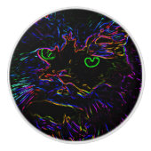 Neon Glow Cat Keramische Knop (Voorkant)