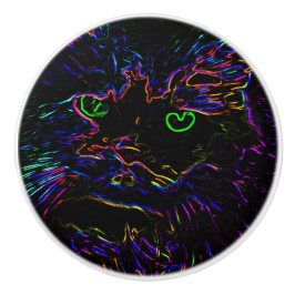Neon Glow Cat Keramische Knop