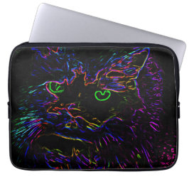 Neon Glow Cat Laptop Sleeve