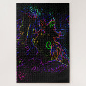 Neon Glow Cat Legpuzzel (Verticaal)