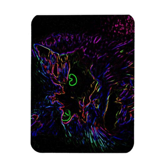 Neon Glow Cat Magneet (Verticaal)