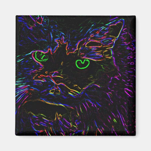 Neon Glow Cat Magneet (Voorkant)