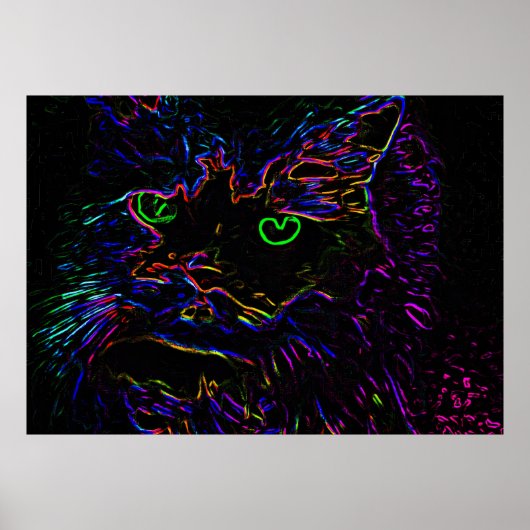 Neon Glow Cat Poster (Voorkant)