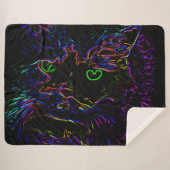 Neon Glow Cat Sherpa Deken (Voorkant (horizontaal))