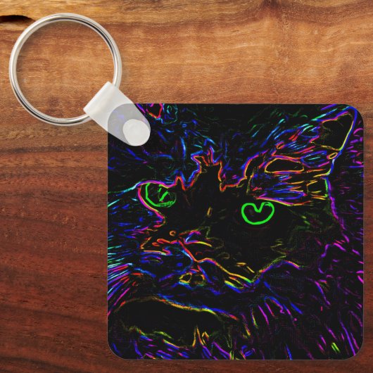 Neon Glow Cat Sleutelhanger (Voorkant)