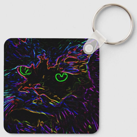 Neon Glow Cat Sleutelhanger (Achterkant)