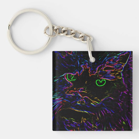 Neon Glow Cat Sleutelhanger (voorkant)