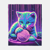 Neon Glow Cat spelen met garen Fleece Deken (Voorkant)