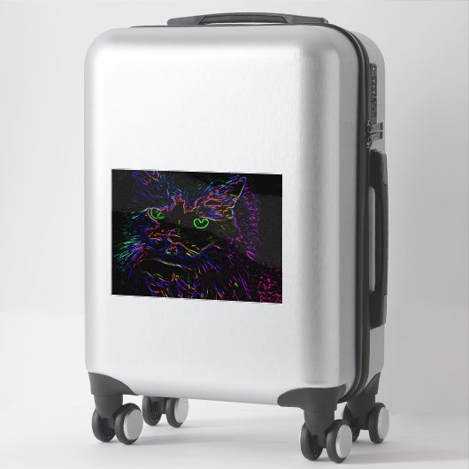 Neon Glow Cat Sticker (Koffer)