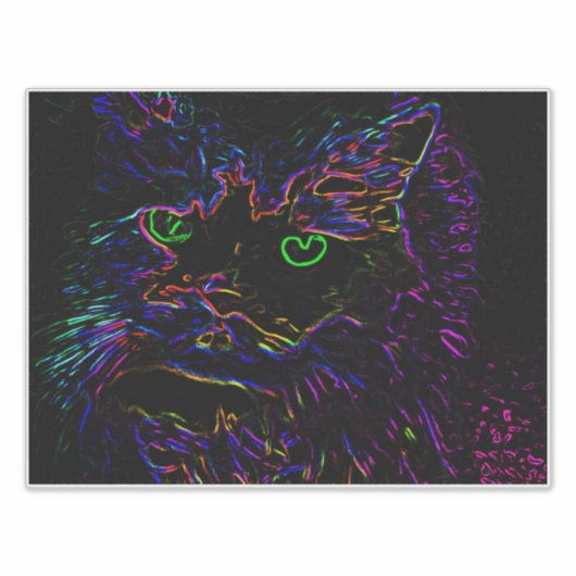 Neon Glow Cat Sticker (Voorkant)