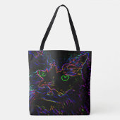 Neon Glow Cat Tote Bag (Voorkant)