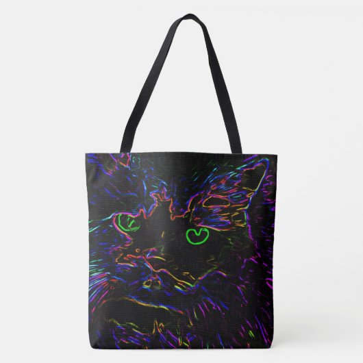 Neon Glow Cat Tote Bag (Voorkant)