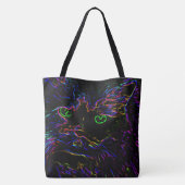 Neon Glow Cat Tote Bag (Achterkant)