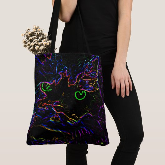 Neon Glow Cat Tote Bag (Dichtbij)