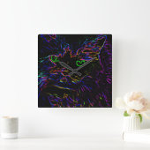 Neon Glow Cat Vierkante Klok (Huis)