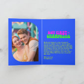 Neon Glow Champagne Retro New Year Photo Feestdagen Kaart (Binnen)