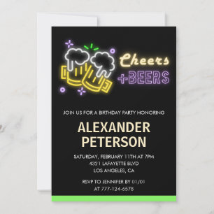 Neon Glow Cheers Bier Mannen 96ste verjaardag Kaart