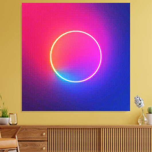 Neon Glow Circle Abstract Art Canvas Afdruk (Insitu (Woonkamer))