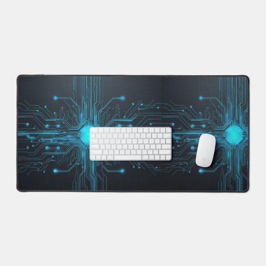 Neon Glow Circuit Desk Mat (Keyboard & Muis)