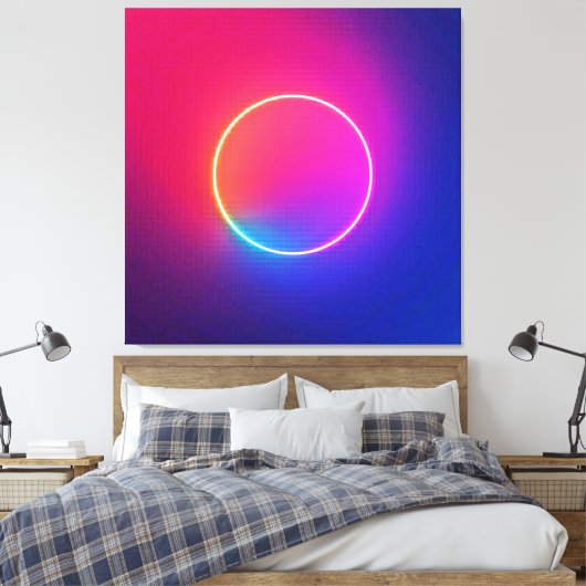 Neon Glow Cirkel Abstracte Kunst Canvas Afdruk (Insitu (Slaapkamer))