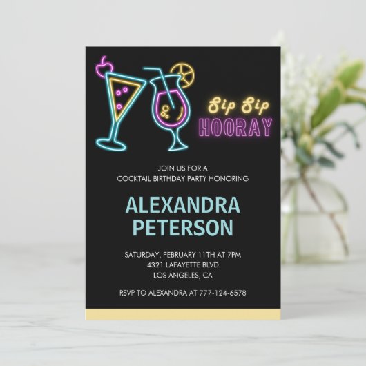 Neon Glow Cocktail 42e verjaardag Kaart (Staand voorkant)