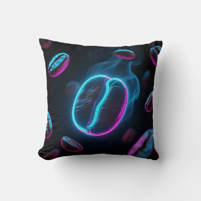 Neon Glow Coffee Bean Energie Kussen (Voorkant)