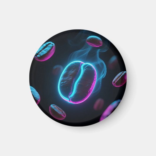 Neon Glow Coffee Bean Energie Magneet (Voorkant)