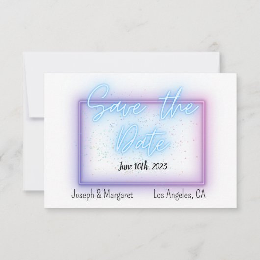 Neon Glow Cool Save the Date Card (Voorkant)