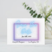 Neon Glow Cool Save the Date Card (Staand voorkant)