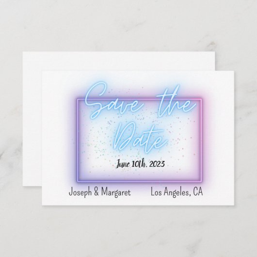 Neon Glow Cool Save the Date Card (Voorkant / Achterkant)