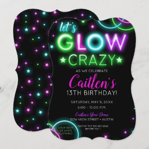 Neon Glow Crazy Girl nodigt uit Kaart