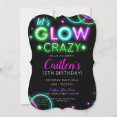 Neon Glow Crazy Girl Party Verjaardag Uitnodiging (Voorkant)