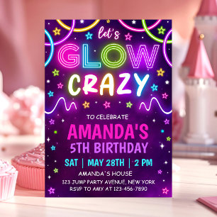 Neon Glow Crazy Verjaardagsfeest Kaart