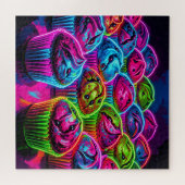 Neon Glow Cupcakes Patroon Legpuzzel (Horizontaal)