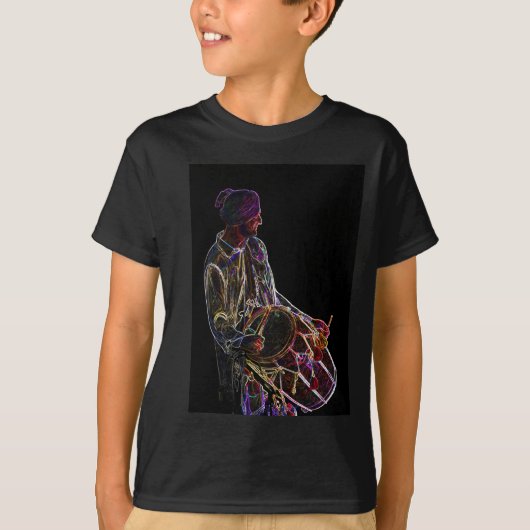 Neon Glow Dhol Drummer kinder t-shirt (Voorkant)