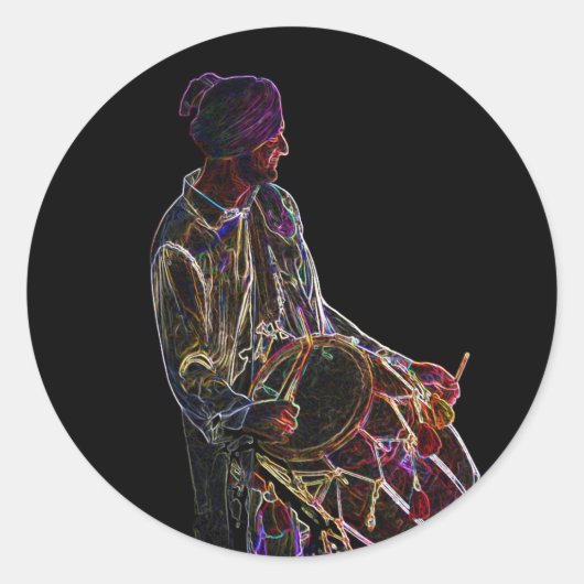Neon Glow Dhol Drummer stickers (Voorkant)