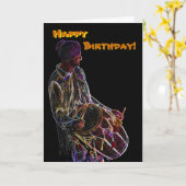 Neon Glow Dhol Drummer verjaardagskaart Kaart (Gele Bloem)