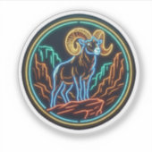 Neon Glow Dickhoornschaap Bergsticker Sticker (Voorkant)