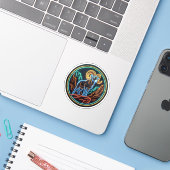 Neon Glow Dickhoornschaap Bergsticker Sticker (Laptop met iPhone)