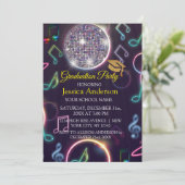 Neon Glow Disco Ball afstudeerfeest Kaart (Staand voorkant)