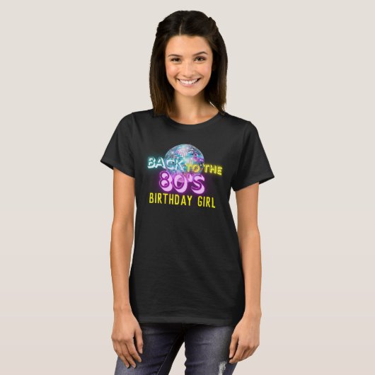 Neon Glow Disco Ball Terug naar de jaren 80 Retro T-shirt (Voorkant volledig)