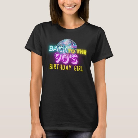 Neon Glow Disco Ball Terug naar de jaren 90 Retro T-shirt (Voorkant)