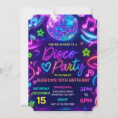 Neon Glow Disco Dance Party Verjaardag Kaart (Voorkant)