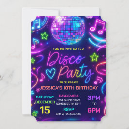 Neon Glow Disco Dance Party Verjaardag Kaart