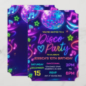 Neon Glow Disco Dance Party Verjaardag Kaart (Voorkant / Achterkant)
