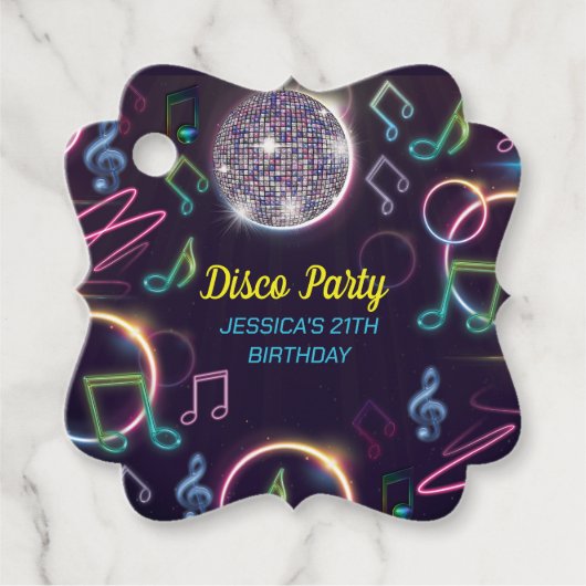 Neon Glow Disco Dance Verjaardagsfeest Bedankjes Labels (Voorkant)