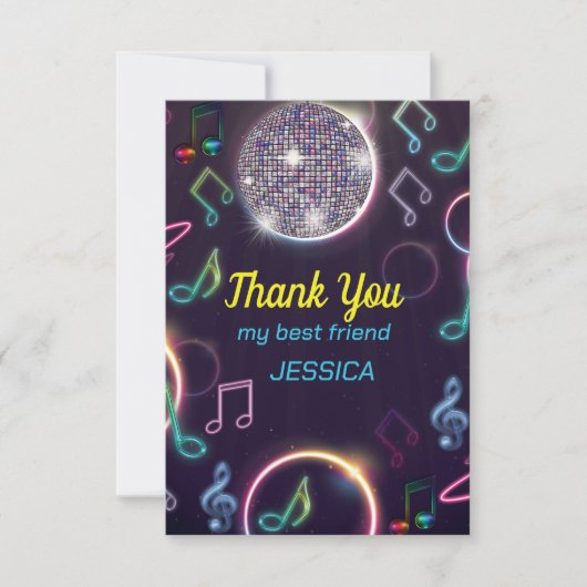 Neon Glow Disco Dance Verjaardagsfeest Bedankkaart (Voorkant)