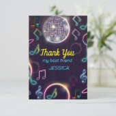 Neon Glow Disco Dance Verjaardagsfeest Bedankkaart (Staand voorkant)