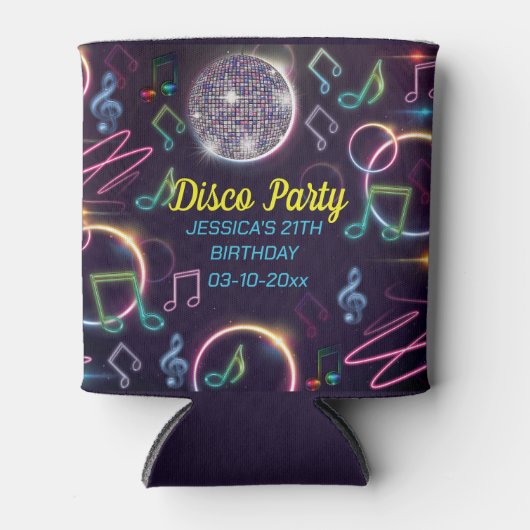 Neon Glow Disco Dance Verjaardagsfeest Blikjeskoeler (Voorkant)