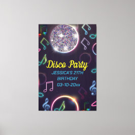 Neon Glow Disco Dance Verjaardagsfeest Canvas Afdruk
